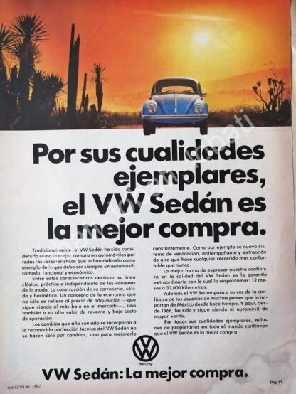 CARTEL ANTIGUO ORIGINAL DE AUTOS VOLKSWAGEN , VOCHO 1972 /649