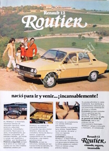 CARTEL ANTIGUO ORIGINAL DE AUTOS RENAULT 12 ROUTIER 1970 /695