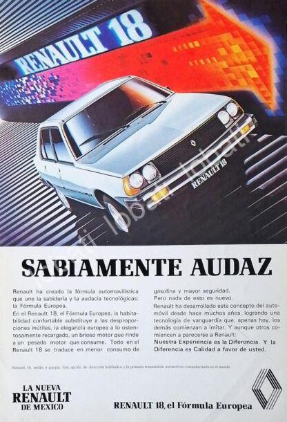 CARTEL ANTIGUO ORIGINAL DE AUTOS RENAULT 18 SEDAN 1980 /694