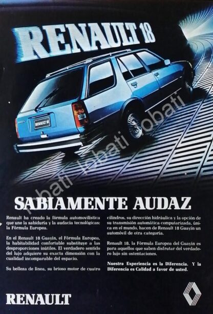 CARTEL ANTIGUO ORIGINAL DE AUTOS RENAULT 18 GUAYIN 1980 /693