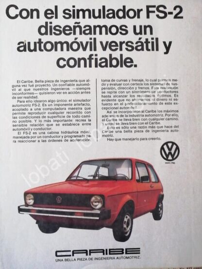 CARTEL ANTIGUO ORIGINAL DE LANZAMIENTO DE VOLKSWAGEN CARIBE 1978 PRIMERA VERSION /632 AUTOS