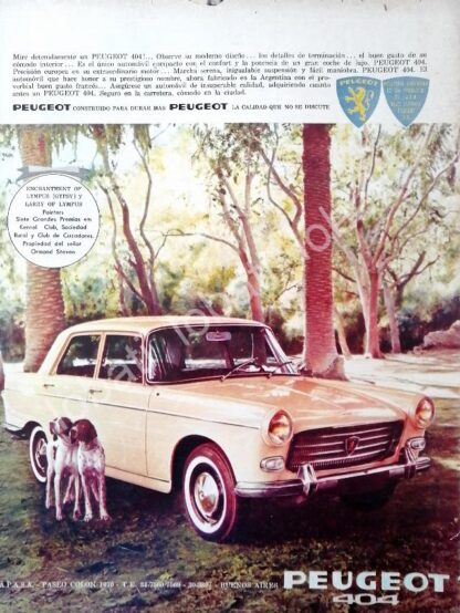 CARTEL ANTIGUO ORIGINAL DE AUTOS PEUGEOT 404 1961 /702