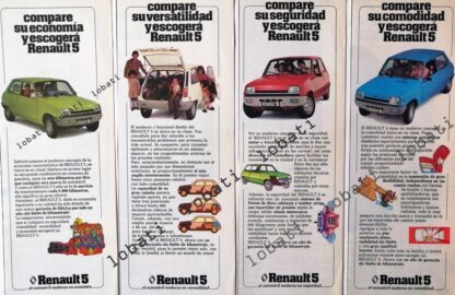 CARTEL ANTIGUO ORIGINAL DE SET DE 4 AFICHES AUTOS RENAULT 5 "EL ZAPATITO" 1974 /696