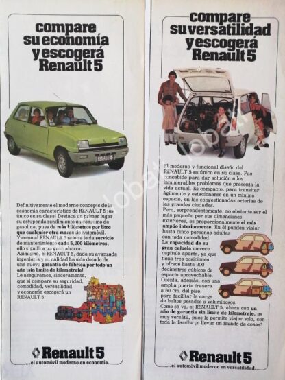 CARTEL ANTIGUO ORIGINAL DE SET DE 4 AFICHES AUTOS RENAULT 5 "EL ZAPATITO" 1974 /696 - Imagen 2