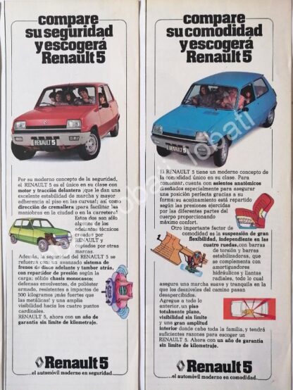 CARTEL ANTIGUO ORIGINAL DE SET DE 4 AFICHES AUTOS RENAULT 5 "EL ZAPATITO" 1974 /696 - Imagen 3