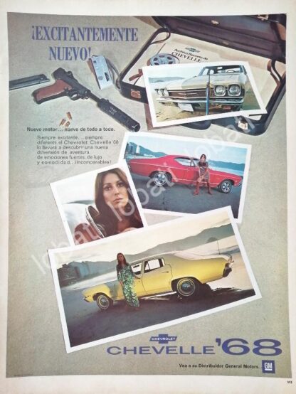 CARTEL ANTIGUO ORIGINAL DE AUTOS CHEVROLET CHEVELLE 1968 / 834