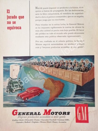 CARTEL ANTIGUO ORIGINAL DE AUTOS GENERAL MOTORS 1946 / 833