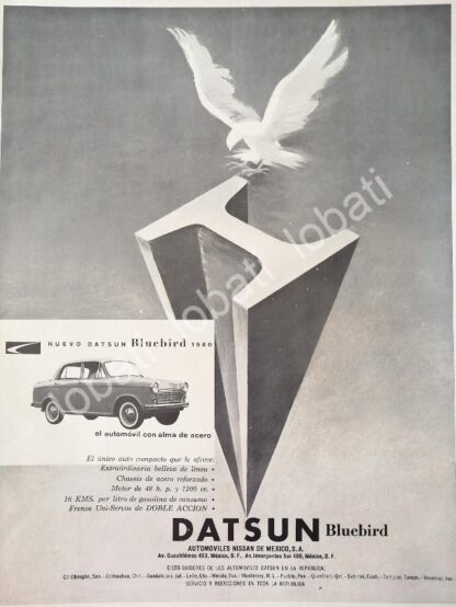 CARTEL ANTIGUO ORIGINAL DE AUTOS NISSAN DATSUN BLUEBIRD 1960 / 811