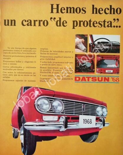 CARTEL ANTIGUO ORIGINAL DE AUTOS PICKUP NISSAN DATSUN BLUEBIRD 1968 / 808