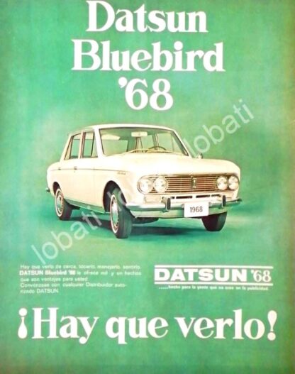 CARTEL ANTIGUO ORIGINAL DE AUTOS PICKUP NISSAN DATSUN BLUEBIRD 1968 / 807