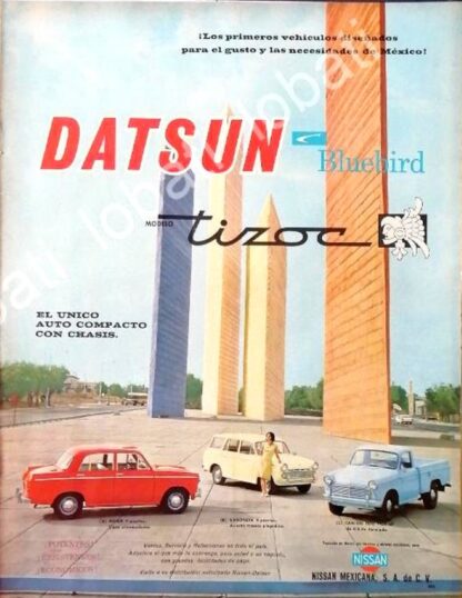 CARTEL ANTIGUO ORIGINAL DE AUTOS NISSAN DATSUN BLUEBIRD TIZOC 1961 / 804 RARO