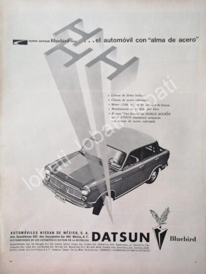 CARTEL ANTIGUO ORIGINAL DE AUTOS NISSAN DATSUN BLUEBIRD 1960 EL PRIMERO MEXICANO / 802