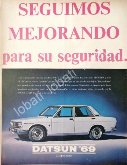 CARTEL ANTIGUO ORIGINAL DE AUTOS NISSAN DATSUN 1969 / 801