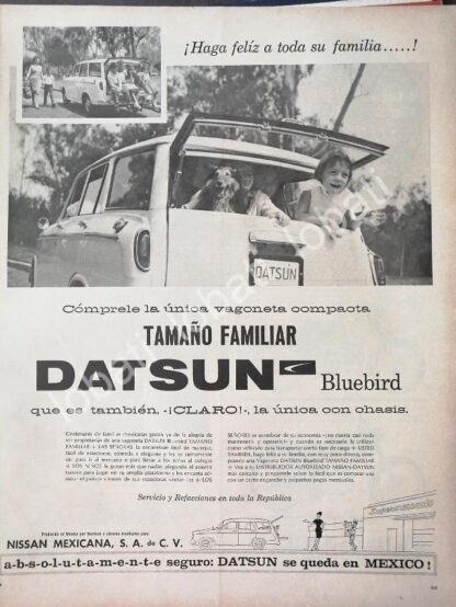 CARTEL ANTIGUO ORIGINAL DE AUTOS NISSAN DATSUN BLUEBIRD 1960 EL PRIMERO MEXICANO / 799