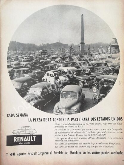 CARTEL ANTIGUO ORIGINAL DE AUTOS RENAULT 1957 / 772