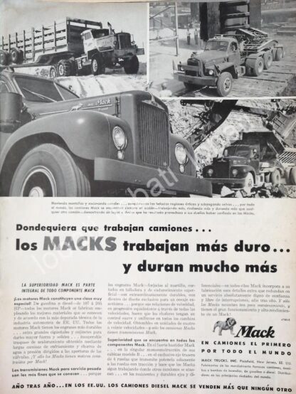 CARTEL ANTIGUO ORIGINAL DE CAMIONES TRAILER MACK 1957/ 769