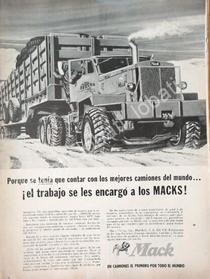 CARTEL ANTIGUO ORIGINAL DE CAMIONES TRAILER MACK 1957/ 768