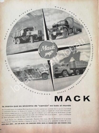 CARTEL ANTIGUO ORIGINAL DE CAMIONES & TRAILER MACK 1958/ 767