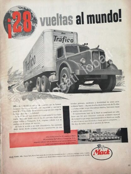 CARTEL ANTIGUO ORIGINAL DE CAMIONES TRAILER MACK i28 1953/ 766