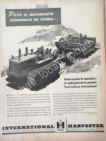 CARTEL ANTIGUO ORIGINAL DE TRACTORES DE ORUGA INTERNATIONAL HARVESTER 1956/ 763 RARO