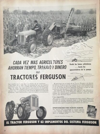 CARTEL ANTIGUO ORIGINAL DE TRACTORES FERGUSON 1953 / 758