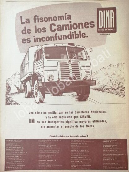 CARTEL ANTIGUO ORIGINAL DE CAMIONES DINA (DIESEL NACIONAL) 1959 /755 TRAILER