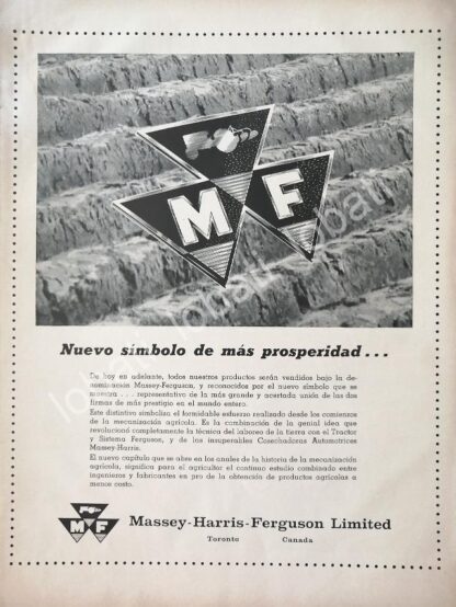 CARTEL ANTIGUO ORIGINAL DE TRACTORES MASSEY HARRIS FERGUSON 1958 /754