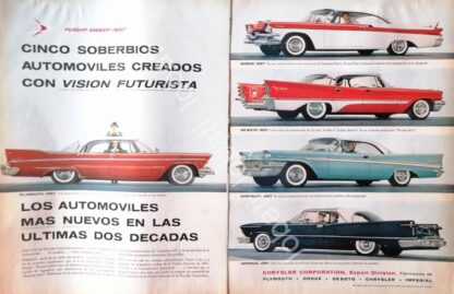 CARTEL ANTIGUO ORIGINAL DE AUTOS CHRYSLER PLYMOUTH BELVEDERE Y OTROS MODELOS DE 1957 /750