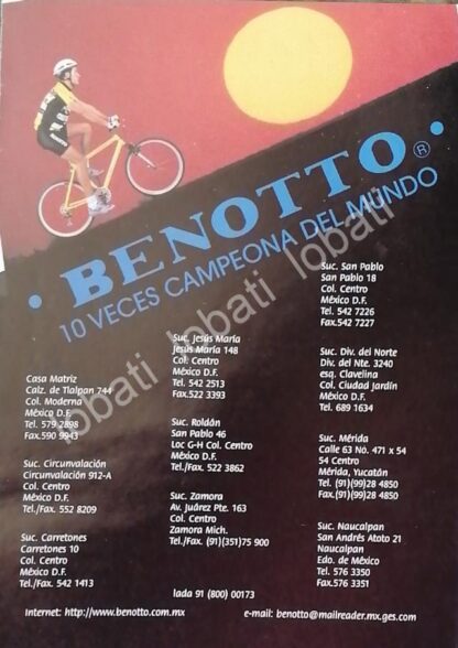 CARTEL ANTIGUO ORIGINAL DE MINI CARTEL BICICLETAS BENOTTO 2000