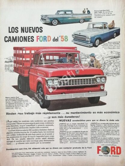 CARTEL ANTIGUO ORIGINAL DE CAMIONES FORD 1958 Y OTROS /747