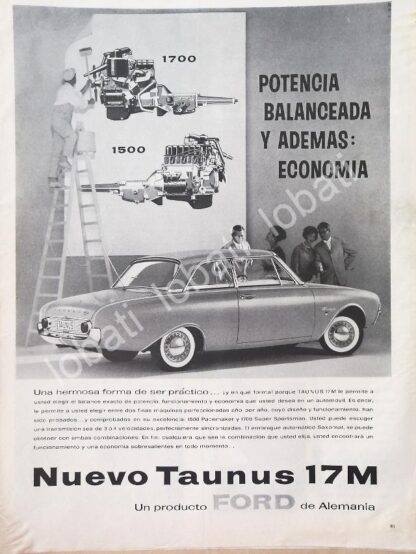 CARTEL ANTIGUO ORIGINAL DE AUTOS FORD TAUNUS 17M 1961 /746