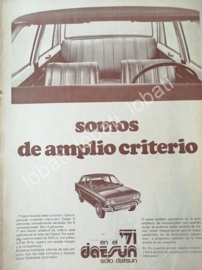 CARTEL ANTIGUO ORIGINAL DE AUTOS NISSAN DATSUN 1500 1971 / 738