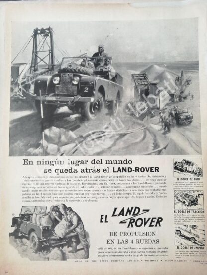 CARTEL ANTIGUO ORIGINAL DE DE AUTOS LAND ROVER 1958 / 734