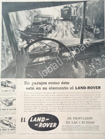 CARTEL ANTIGUO ORIGINAL DE DE AUTOS LAND ROVER 1958 / 733