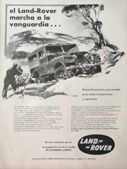 CARTEL ANTIGUO ORIGINAL DE DE AUTOS LAND ROVER 1958 / 731