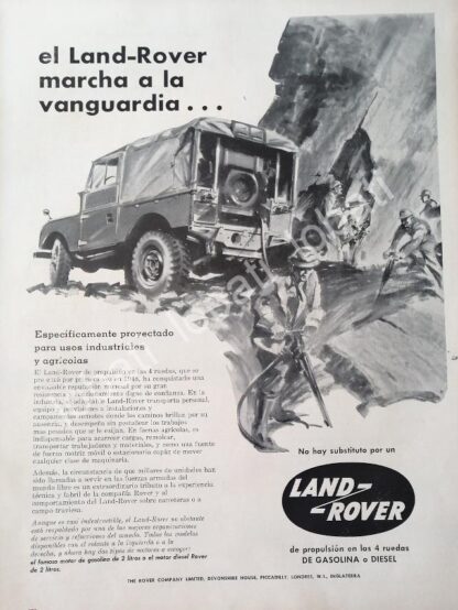 CARTEL ANTIGUO ORIGINAL DE DE AUTOS LAND ROVER 1958 / 730