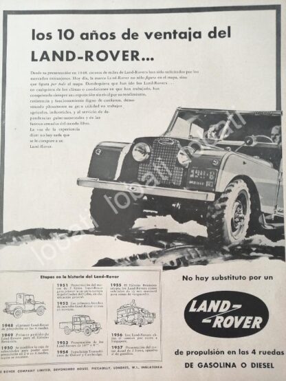 CARTEL ANTIGUO ORIGINAL DE DE AUTOS LAND ROVER 1957/ 728