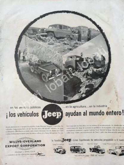 CARTEL ANTIGUO ORIGINAL DE AUTOS Y CAMIONES WILLYS JEEP 1957 / 726