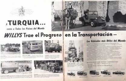 CARTEL ANTIGUO ORIGINAL DE AUTOS Y CAMIONES WILLYS 19503 / 722