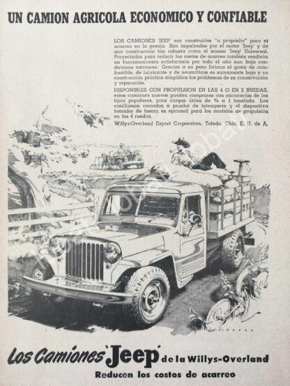 CARTEL ANTIGUO ORIGINAL DE MINI CARTEL AUTOS. CAMIONES WILLIS JEEP 1948 / 713