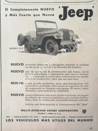 CARTEL ANTIGUO ORIGINAL DE MINI CARTEL AUTOS JEEP 1959 / 710