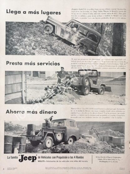 CARTEL ANTIGUO ORIGINAL DE MINI CARTEL AUTOS JEEP 1957 / 705