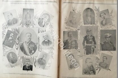 CARTEL ANTIGUO ORIGINAL DE PORFIRIO DIAZ Y LOS GENERALES DE DIVISION DE MEXICO 1894 /MLT