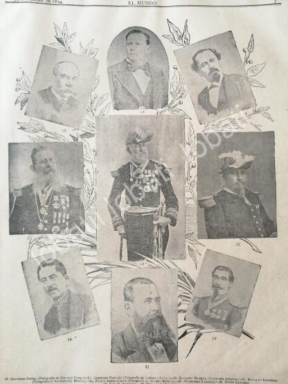 CARTEL ANTIGUO ORIGINAL DE PORFIRIO DIAZ Y LOS GENERALES DE DIVISION DE MEXICO 1894 /MLT - Imagen 3