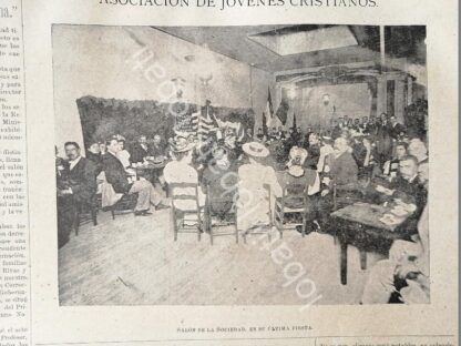 CARTEL ANTIGUO ORIGINAL DE FIESTA EN LA Y.M.C.A ( ASOCIACION DE JOVENES CRISTIANOS ) 1894 - Imagen 2