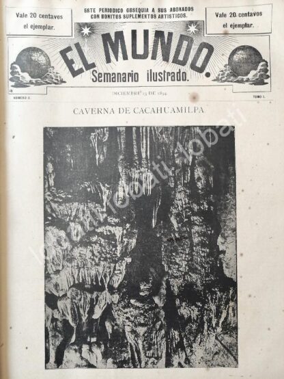 CARTEL ANTIGUO ORIGINAL DE LAS GRUTAS DE CACAHUAMILPA 1894 / LDM