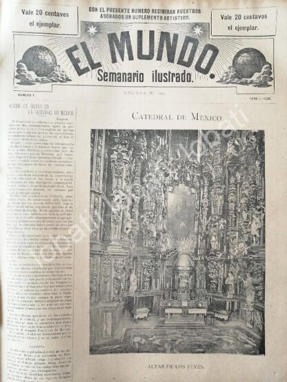 PORTADA ANTIGUA ORIGINAL  1895 CATEDRAL DE MEXICO, ALTAR DE LOS REYES / RLG