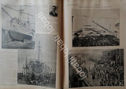 CARTEL ANTIGUO ORIGINAL DE BARCOS DE GUERRA EL DEMOCRATA Y EL ZARAGOZA EN SONORA 1895 / MLT - Imagen 2