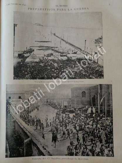 CARTEL ANTIGUO ORIGINAL DE BARCOS DE GUERRA EL DEMOCRATA Y EL ZARAGOZA EN SONORA 1895 / MLT - Imagen 4