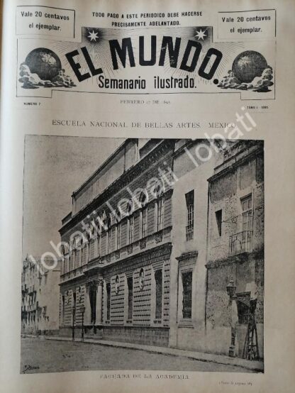 PORTADA ANTIGUA ORIGINAL  1895 ACADEMIA DE SAN CARLOS /LDM